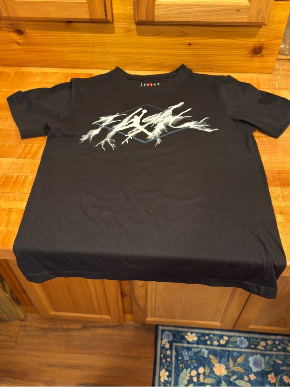 Jordan Black Short-Sleeve Tee with White Lightning Graphic